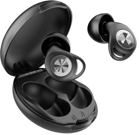 Ear Plugs for Sleep Black, 45dB Noise Cancelling Earplugs Hearing Protection for Sleep, Concentration, Travel, Work, Concerts, Ultra Comfortable Soft Reusable Silicone Ear Plugs, with 8 Tips & Case