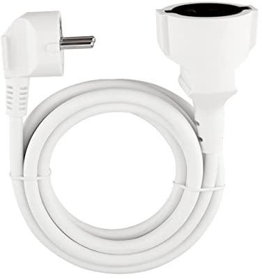 REV Verlängerung, Verlängerungskabel mit Winkelstecker 2m, 3680W, Weiss