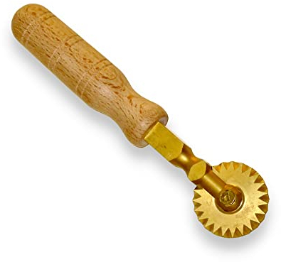 LA GONDOLA Rotella singola tagliapasta festonata (a stella) ottone ed impugnatura legno, prodotto artigianale Made in Italy