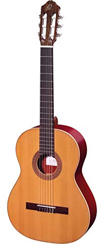 Ortega Guitars R200L Konzertgitarre Custom Made in 4/4 Größe Linkshänder handgefertigt in Spanien massive Decke natur im hochglänzenden Finish mit hochwertigem Gigbag