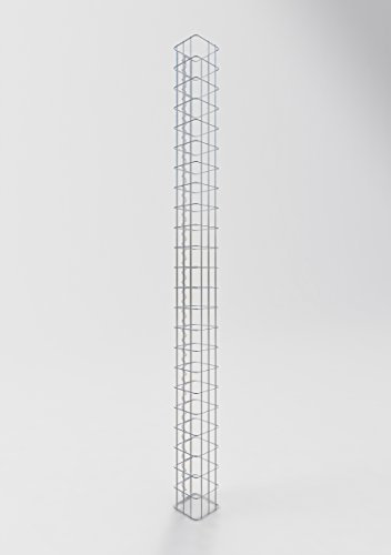 GABIONA pelare stenkorg-ggabione hakig, maskbredd 5 x 10 cm, höjd 230 cm, spirallås, galvaniserad 17 x 17 cm