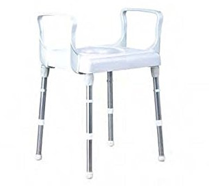 Silla para wc-silla para ducha con reposabrazos, regulable en altura. Aluminio y plástico