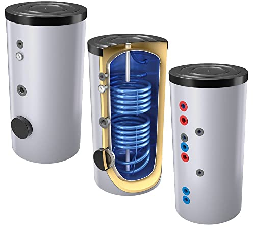 300 L Solar- Warmwasserspeicher mit 2 Wärmetauschern inkl. Isolierung, 4,5 kW Heizelement, Thermoregler, Flansch u. Dichtung