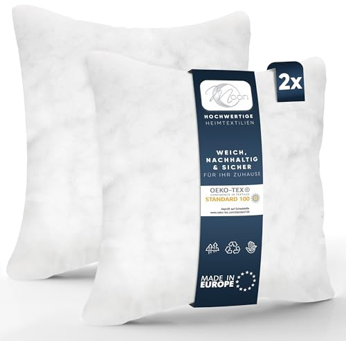 Moon 2er Pack Nonwoven Füllkissen, Innenkissen, Sofakissen ca. 45x45cm - 370g mit gekräuselter Hohlfaser (fest)