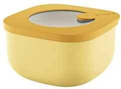 Guzzini Store&More Kitchen Active Design Contenitori Ermetici Bassi per Frigo/Freezer/ Microonde (S), 12.2 x 12.2 x 6.8 cm, Giallo (Ochre)