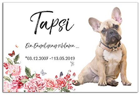 CHRISCK design Premium Tier Grabstein aus edlem Hochglanz Acrylglas | 100% witterungsbeständig Grabplatten mit Foto Bild UV Druck 30x20 cm Gedenktafel für Haustiere Hunde Hund Katze