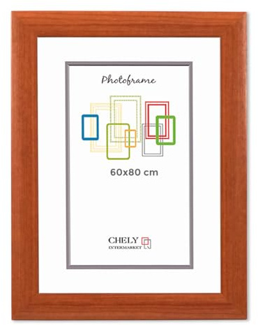 CHELY INTERMARKET MOD257 Marco Fotos Pared 60X80Cm Cerezo Madera Elegante Marcos Para Cuadros Marcos Fotos Grandes Marcos Pared Hogar Oficina Diploma Certificados Decoracion Interior
