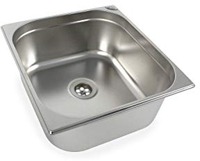 Edelstahl Spülbecken Camping Spüle Waschbecken + Ablauf 1 1/2 354x325x200mm (ad-ideen)