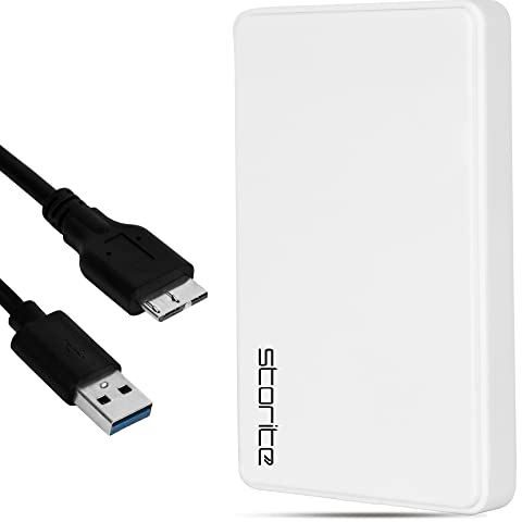 Storite Disco Rigido Esterno 500GB HDD USB 3.0 Ultraveloce e Sottile Espansione Archiviazione Backup Dati - Disco Rigido Portatile Compatibile con Mac, Laptop, PC, PS4 (Bianco)
