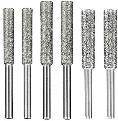 Nifocc 6 PCS Diamond Sharpening Wheels Diamond Chainsaw Sharpener Burr Grinding Stone File for Metal Chainsaw Alloy Steel Jade Gem Stone carving Ceramics Glass - 4 mm 4.8mm 5 mm