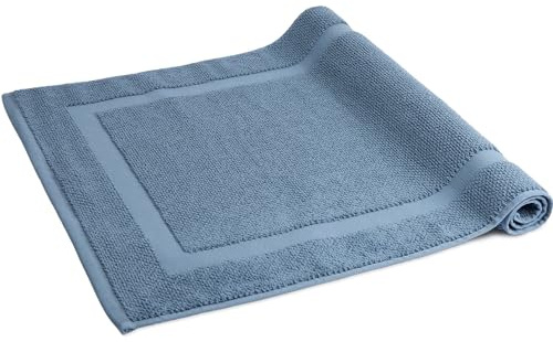 herzbach home Badvorleger 100% Baumwolle | Duschvorleger | 1.000 g/m² | Saugfähig | Waschbar (Blau, 50 x 80 cm)