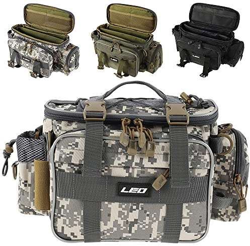 Strapazierfähige Angeltasche, 1000D Oxford, wasserdicht, isoliert, mehrere Taschen, Angeltasche und Reisetasche, Tragetasche für Fliegen im Freien, Karpfen, Zubehör, Angelzubehör (Camouflage)