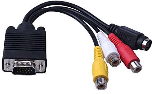 ezqnirk 1 unids 15 Pin VGA SVGA Male a S-Video 3 RCA Jack Female Composite Av Out Tv-Out Converter Adaptador Cable Adecuado para Laptop PC Video Tarjetas