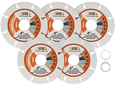 BGTEC Hartmetall-Holz-Trennscheiben, 5 Stück, 100 mm, vakuumgelötetes Hartmetall-Trennscheiben, für Holzplatten, Gipskarton, Gummirohr, Kunststoff