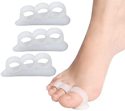 4 Separatori 3 anelli per dita dei piedi, cuscinetti in gel per dita dei piedi a martello in silicone, per sollievo dal dolore per dita a martello, dita sovrapposte,