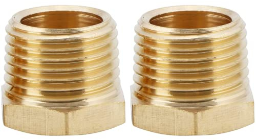 2pcs 1/2 NPT Male x 1/4 NPT Female Brass Reducer Hex Bushing Threaded Fitting Adapter by CX WONDERLAND