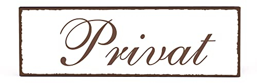 Dekolando Deko Türschild - Privat - Schild 150 x 50 mm - Schilder Türschilder Namensschilder Wohnung selbstklebend Holzschild Tür Holzschilder