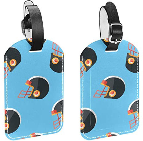Bagagelappar 2-pack amerikansk fotbollshjälm platt ikon PU-läder bagagelappar integritetsskydd