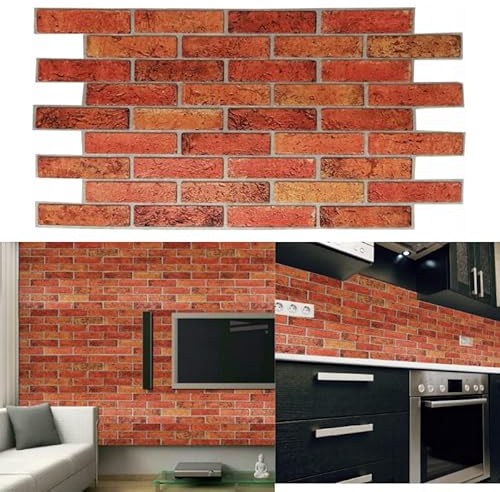 Deccart 3D Wandpaneele Steinoptik 96 x 47 cm - PVC Paneele Wand Deko Wohnzimmer Küche Badezimmer Wasserfest - Wandverkleidung Innen zum Kleben - Wandpanele Wandpaneel Leicht zu Montieren