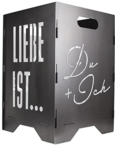 EXTRAVAGANT® Feuertonne Feuerstelle Feuerkorb Feuersäule für den Garten Terrasse Stahl Rostoptik Unikat Edelrost Geschenk Liebe