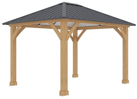 Pérgola de Jardín Gardiun Tucson 10,72 m2 362x297x283 cm Madera Laminada | Postes de 14x14 cm | Cubierta de Acero | Fijación Incluida