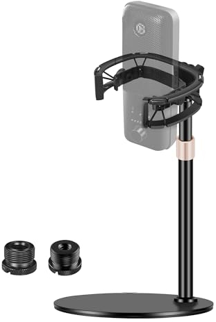 Borenbuir Microphone Stand with Shock Mount, [Custom Built for Wave Mic] Anti-Vibration Suspension Shock Mount Holder Clip Compatible with Elgato Wave:1 and Wave:3 Microphones