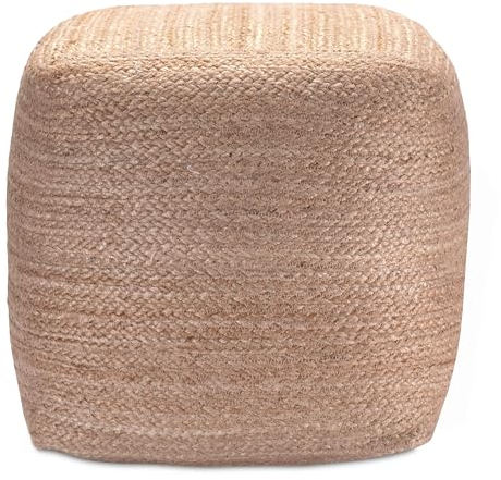 Decorasian Pouf Hocker – Fußstütze BZW. Fußhocker geflochten aus Jute – Sitzpouf im Boho Stil - Würfel