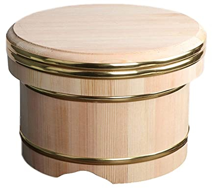 KARFRI Sushi-Reis-Rührschüssel, große Reispfanne aus Holz mit Kupferbändern für Restaurant-Küchenzubehör, 27 cm (27 cm)