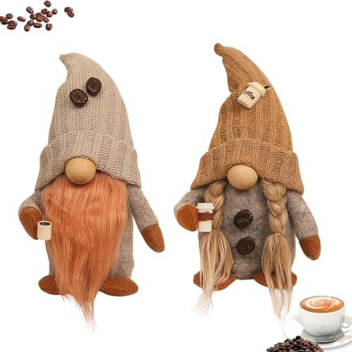 FZQBEY Handgemachte Kaffee-Wichtel - Frühlingsdeko Plüsch-Zwerge GNOME-Dekor für Küche und Home - Liebhaber-Geschenke