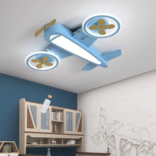 LED Deckenleuchte Flugzeug Deckenlampe Kreativ Kinderzimmer Lampe Dimmbar Mit Fernbedienung Metall Acryl Jungen Mädchen Zimmer Babyzimmer Schlafzimmer Leuchte Esszimmer Wohnzimmer Kronleuchter, Blau