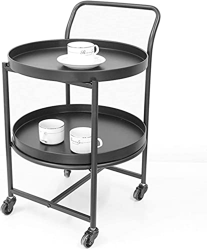 Barwagen für zu Hause, Servierwagen für Getränke und Speisen, Sideboard, 2-stufiger Friseurwagen auf Rädern, Barwagen für Zuhause, Wohnen (Farbe: Schwarz) (Schwarz)