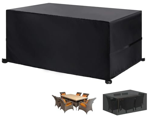 AONAT Copertura per Mobili da Giardino Impermeabile, Antivento, Anti-UV, Tavolo Esterno, Panno 420D Oxford Impermeabile, 123x61x72cm, Nero