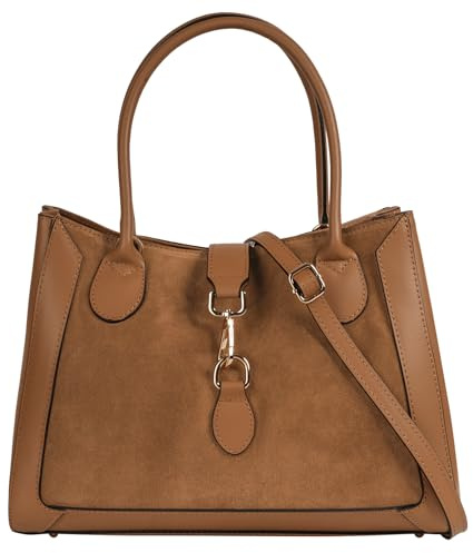 Samantha Look Sac shopping Damen echt Leder Fabriqué en Italie, élégant sac fourre-tout clean chic, sac à bandoulière en cuir
