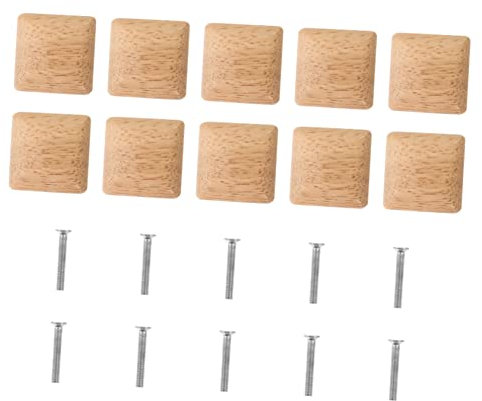 ANDRESLAD 10piezas Tiradores De Madera Sólida Para Armarios Pomos Cuadrados De Madera Para Puertas Y Muebles Diseño Simple Y Natural Fácil Instalación Accesorios Duraderos Para Hogar