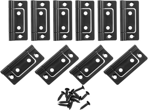 sourcing map 10Pcs 2x1 Inch Door Hinges Non-Mortise No Noise Bifold Door Hinges Plating for Cabinet Furniture Window Wardrobe with Screws, Dark