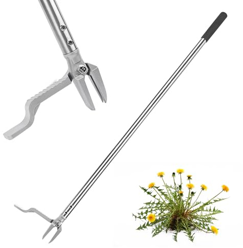 BARAYSTUS Weed Puller Tool, Stand Up Heavy Duty Weed Remover with 3-Claw Steel Head, 45.6 Long Handle, Root Removal Weeding Tool for Garden Lawn Yard, No Bending or Kneeling