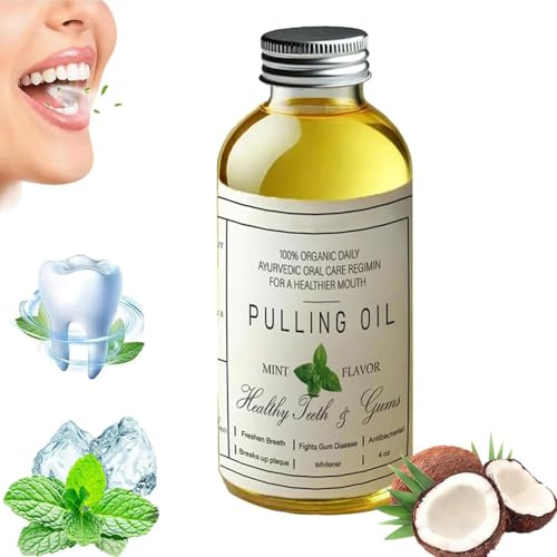 Pure Organic Coconut Oil Pulling 4 oz Mint Flavor,Cocofresha Pulling Oil,All-Natural Pulling Oil,Powerful Organic Coconut Mint Pulling Oil,Clean The Mouth,Care Teeth and Gums (1)