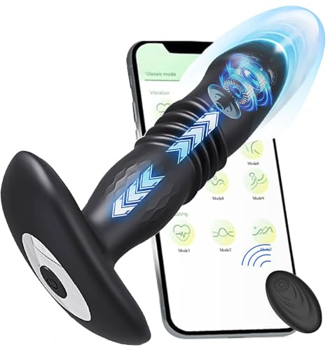 Xtoyz4U Anal Vibrator Anal Toys with APP & Remote Control - 10 Vibration & Thrusting Modes Buttplug - Prostate Massager for Men and Women - Anal Training Kit for Sex Games