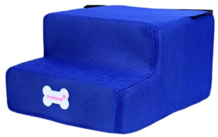 Dualoai Scale per Cani a 2 Livelli Rampe Scaletta per Animali Domestici, Lavabile Antiscivolo Multiuso per Cani Divano Cuccioli di Piccoli Animali Feriti, Blu
