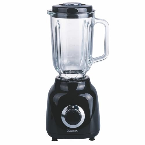 Frullatore elettrico nero, brocca graduata in vetro 1,5 L, lame in acciaio inox, 2 velocità 500 W, Kooper