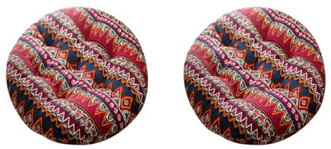 1 Pc Runden Stuhlkissen 40x40 cm Perlbaumwolle Farbe Muster Sitzauflage, Outdoor Weiches Stuhlauflage Sitzkissen, Outdoor Gartenstuhlkissen, Garten Sitzpolster Set für Rattanstühle (2er Set Rot)