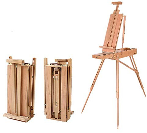 RAABYU Caballete trípode con cajón Caballete trípode de Madera Ajustable para Pintar, Dibujar y exhibir Caballete de Madera