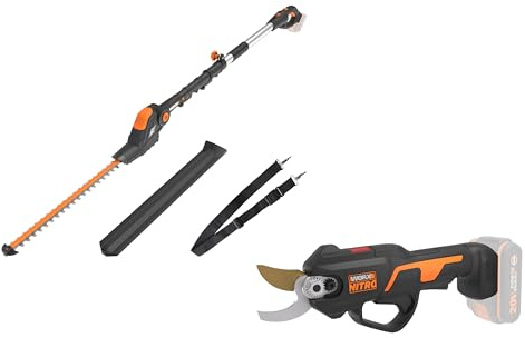 Pack WORX Pro+ Taille-Haies Télescopique 20V + Sécateur Électrique 20V (sans Batterie ni Chargeur, Idéal pour l'Entretien de Vos Haies et Arbustes)