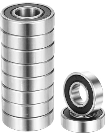 sourcing map 10pcs R8-2RS Deep Groove Ball Bearings 1/2 ID x 1-1/8 OD x 5/16 Height Miniature Bearings Double Rubber Sealed Chrome Steel Z3 Bearing for Engineering Machinery, ABEC5