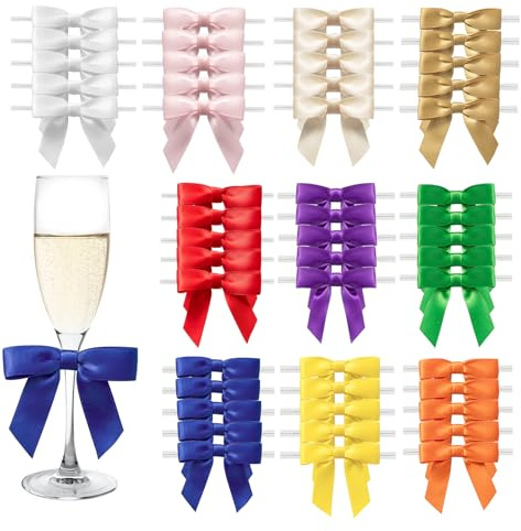 MORSUNBELA Geschenkschleifen Kleine Schleifen Geschenk Deko Mehrfarbig | 50 Stück Geschenkschleifen für Weihnachten,Hochzeiten und kreative Geschenkverpackungen,kleine Schleifen als festliche Deko