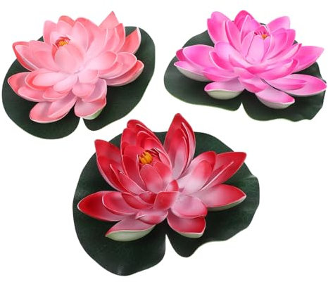 Yardwe 3piezas Decoración De Loto Simulada De Nenúfares y Artificiales Plantas Artificiales para Estanques Decoraciones Flotantes para Jardines y Centros De Mesa