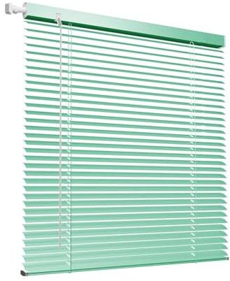 Tende Veneziana in Alluminio con Fissaggio Senza Foratura, su Misura Larghezza 42-150cm Altezza 50-240cm Persiane Veneziane Orizzontali Senza Fili, Privacy, per Finestre Interne(Light Green)