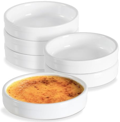 Buqpow Pirottini da 113,4 g, per crème brûlée, adatti al forno, in ceramica, per soufflé, per cuocere crema pasticcera, quiche, confezione da 6