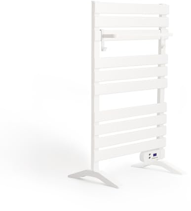 CREATE / Warm Towel 500 W/Portasciugamani Elettrico Bianco con Gambe con ripiano 1 asta/103 x 55 cm/per Pavimento o Parete, Timer, Schermo LCD, Basso consumo