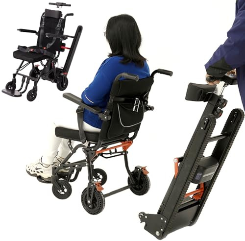2-in-1 tragbarer, motorisierter elektrischer Treppensteiger-Rollstuhl, leichtes, faltbares Design mit Rahmen aus Karbonstahl und bürstenlosem 200-W-Motor, ideal für Behindertenmobilität und